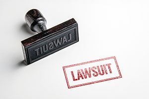 Rubber Stamping with Lawsuit Word